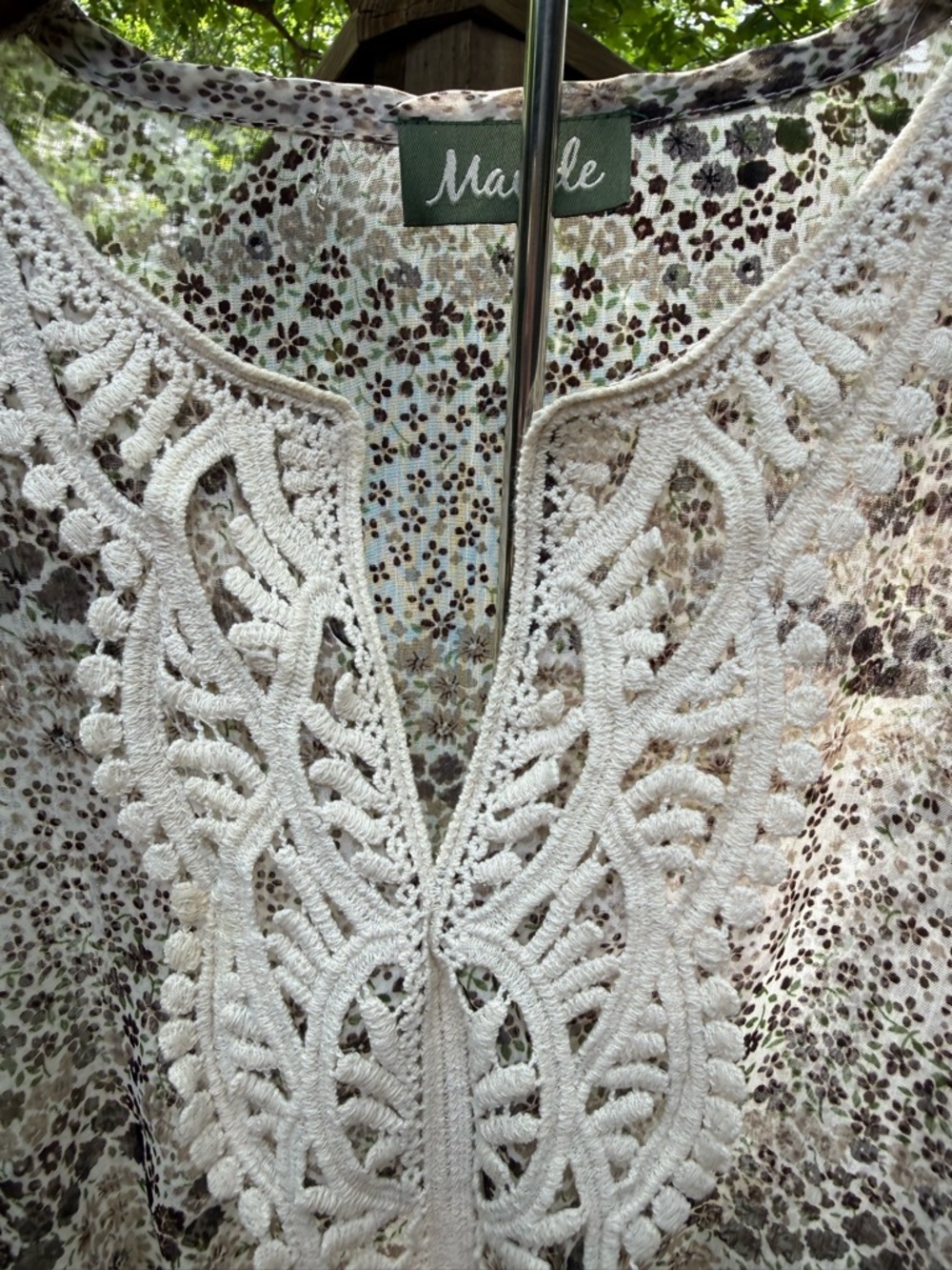 Maude Sheet Floral Lace-Trim Peasant Tunic - Picture 2 of 7